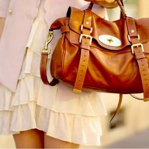 LAST CHANCE Auth Mulberry Alexa Patent Leather Oak Brown Shoulder Crossbody Bag